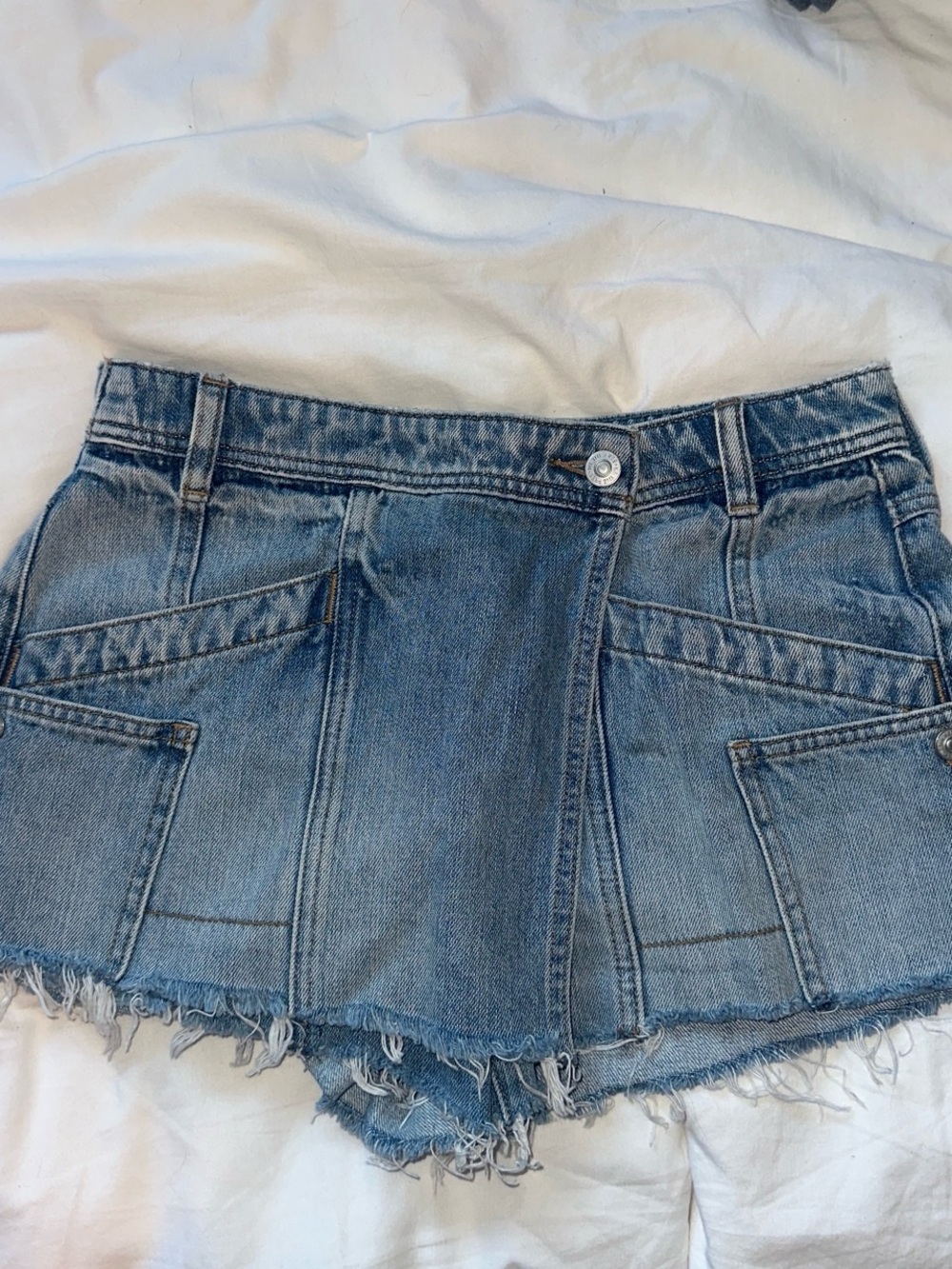 Free People Light Blue Denim Skort